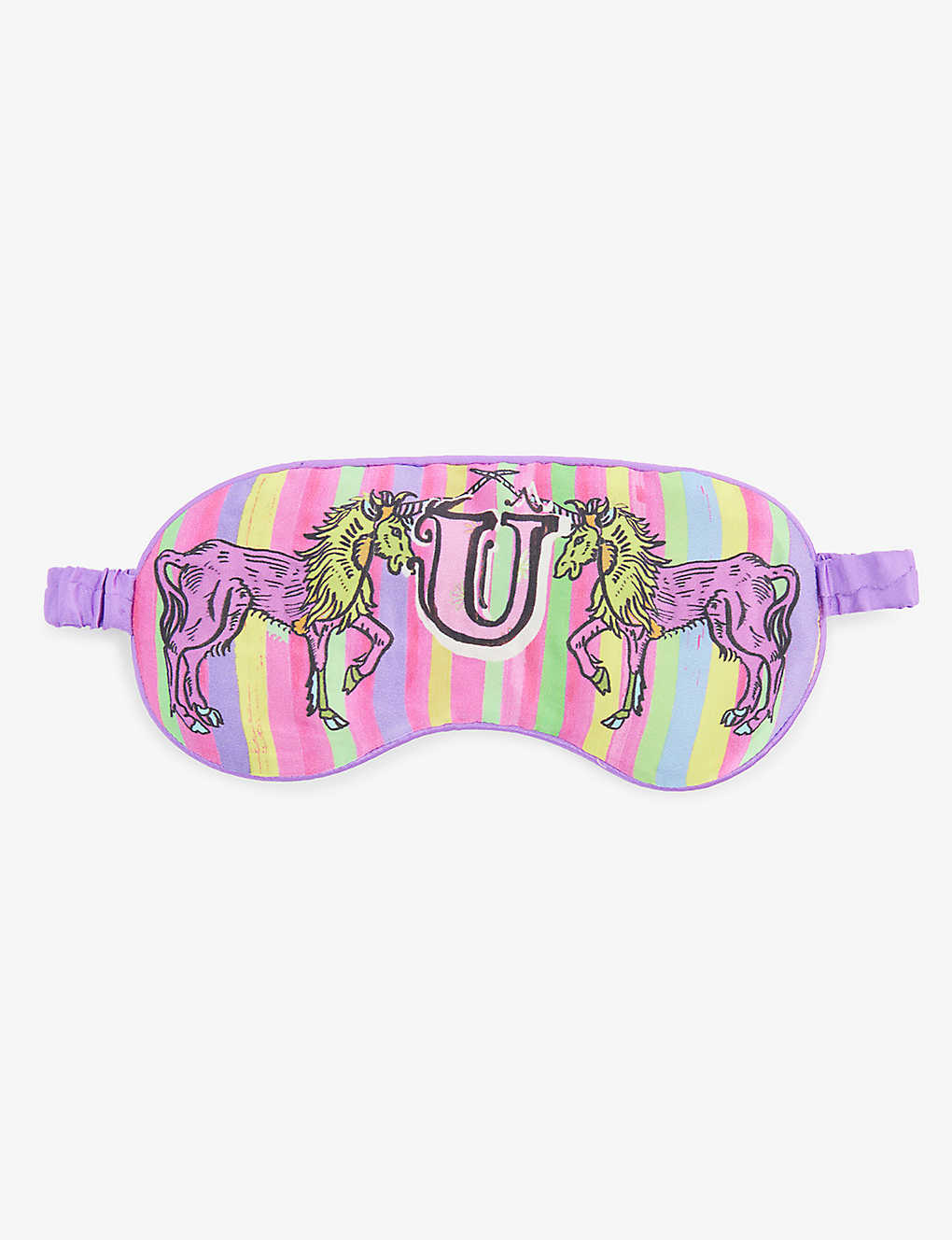 Jessica Russell Womens Multi-coloured U For Unicorn Printed Silk Sleep Mask