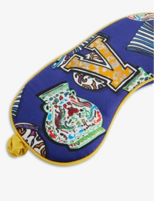 Jessica Russell Womens Multi-coloured V For Vase Patterned Silk Sleep Mask In Multi-coloured