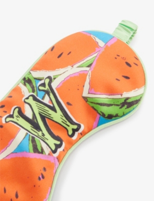 Shop Jessica Russell W For Watermelon Printed Silk Sleep Mask In Orange
