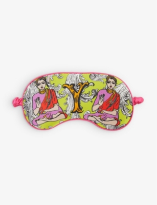 Jessica Russell Y For Yoga Patterned Silk Sleep Mask In Multi-coloured