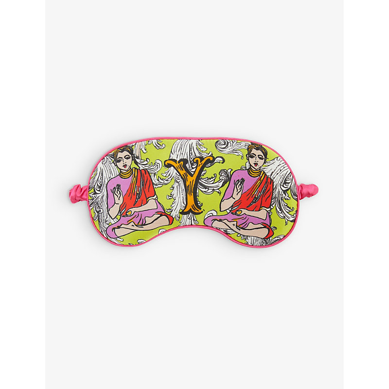 Jessica Russell Y For Yoga Patterned Silk Sleep Mask In Multi-coloured