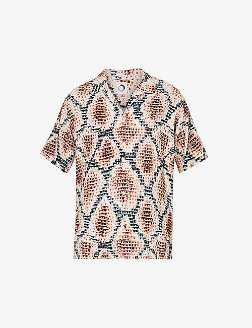 ENDLESS JOY: Snake Tan graphic-print regular-fit woven shirt