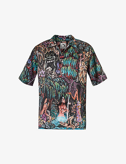 ENDLESS JOY: Goa Gajah graphic-print regular-fit silk shirt