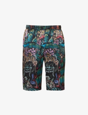Endless Joy Graphic-print Silk Bermuda Shorts In Multi