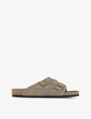 Shop Birkenstock Men's Taupe Zurich Double Buckle-fastened Suede Sandals