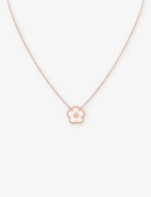 VAN CLEEF & ARPELS: Lucky Spring plum blossom 18ct rose-gold and mother-of-pearl pendant necklace