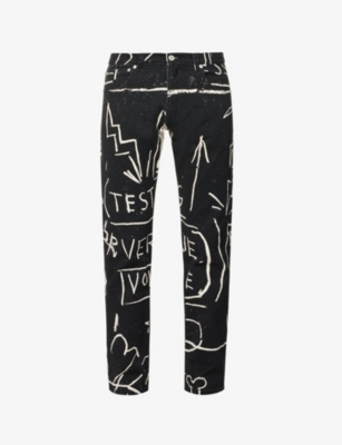 HONEY DIJON: Honey Dijon x Basquiat graphic-pattern straight-leg regular-fit jeans