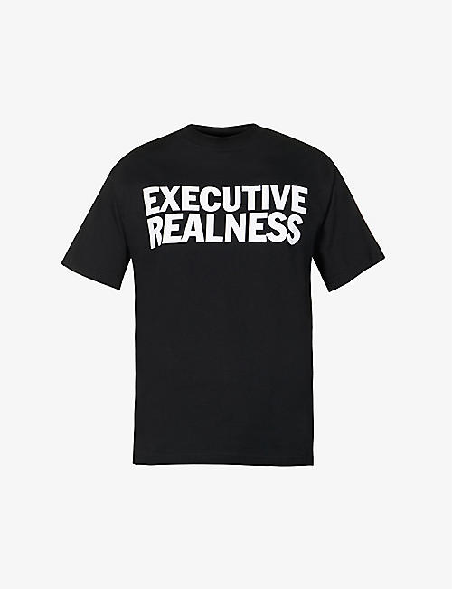 HONEY DIJON: Executive Realness brand-print regular-fit cotton-jersey T-shirt