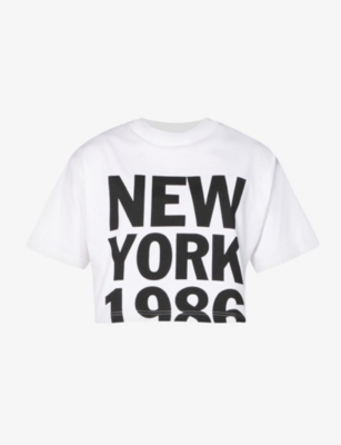 HONEY DIJON: 1986 cropped-hem cotton-jersey T-shirt