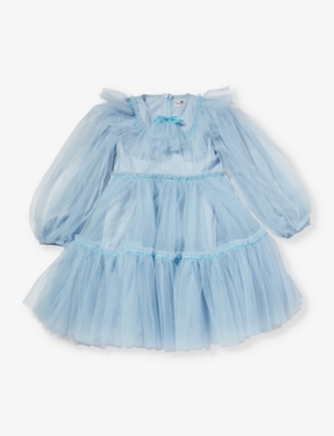 RASPBERRY PLUM: Dorothea bow-embellished tulle dress 2-10 years