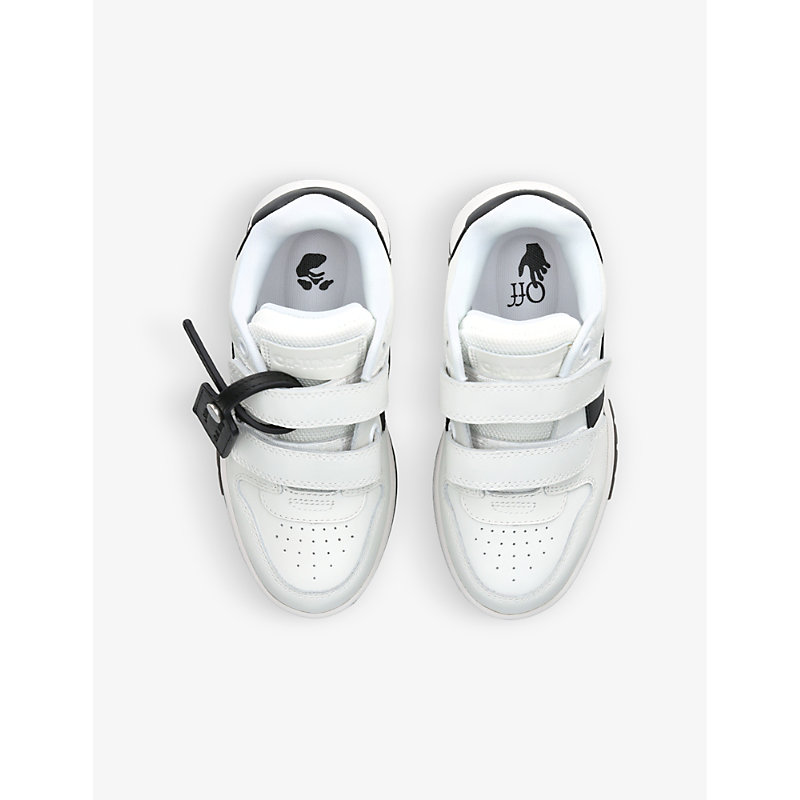 Shop Off-white C/o Virgil Abloh White/blk Out Of Office Logo-embroidered Leather Low-top Trainers 4-7 Yea