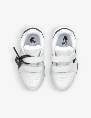 OFF-WHITE C/O VIRGIL ABLOH: Out of Office logo-embroidered leather low-top trainers 4-7 years