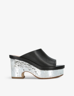 Chloé Oli Leather Platform Mules In Black