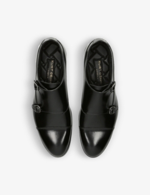 Shop Kurt Geiger London Black Hunter Monk-strap Buckled Leather Shoes
