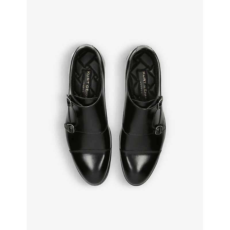 Shop Kurt Geiger London Mens Black Hunter Monk-strap Buckled Leather Shoes