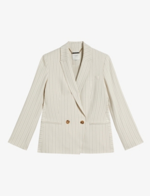 TED BAKER: Double-breasted pinstripe stretch-woven blazer