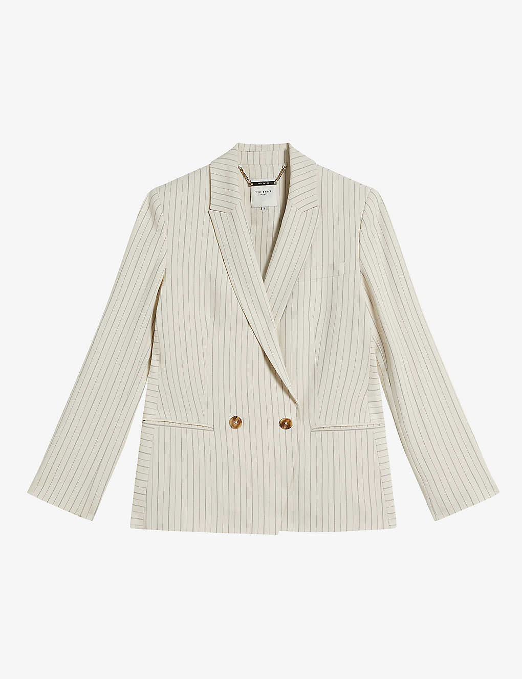 Ted Baker Womens Cream Double-breasted Pinstripe Stretch-woven Blazer