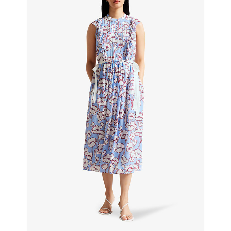 Shop Ted Baker Tindraa Woven Midi Dress In Blue