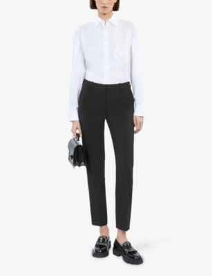 The Kooples Womens Bla01 High-rise Straight-leg Stretch-woven Trousers In Bla01