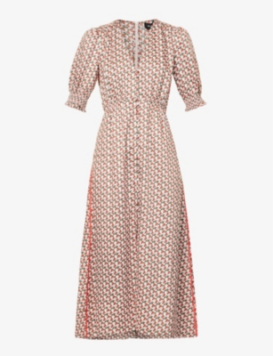 ME AND EM - Geometric-print woven midi dress | Selfridges.com