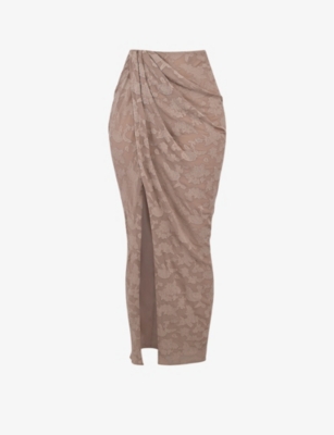 HOUSE OF CB: Vesper floral-print stretch-woven maxi skirt
