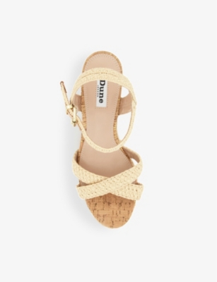 Shop Dune Womens Natural-plain Synthetic Kelisia Braided Cork-wedge Sandals