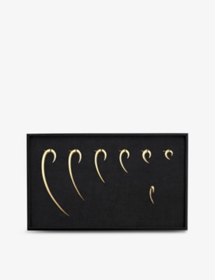SHAUN LEANE: Iconic Hook yellow-gold vermeil plated sterling-silver and 0.04ct diamond earring box set