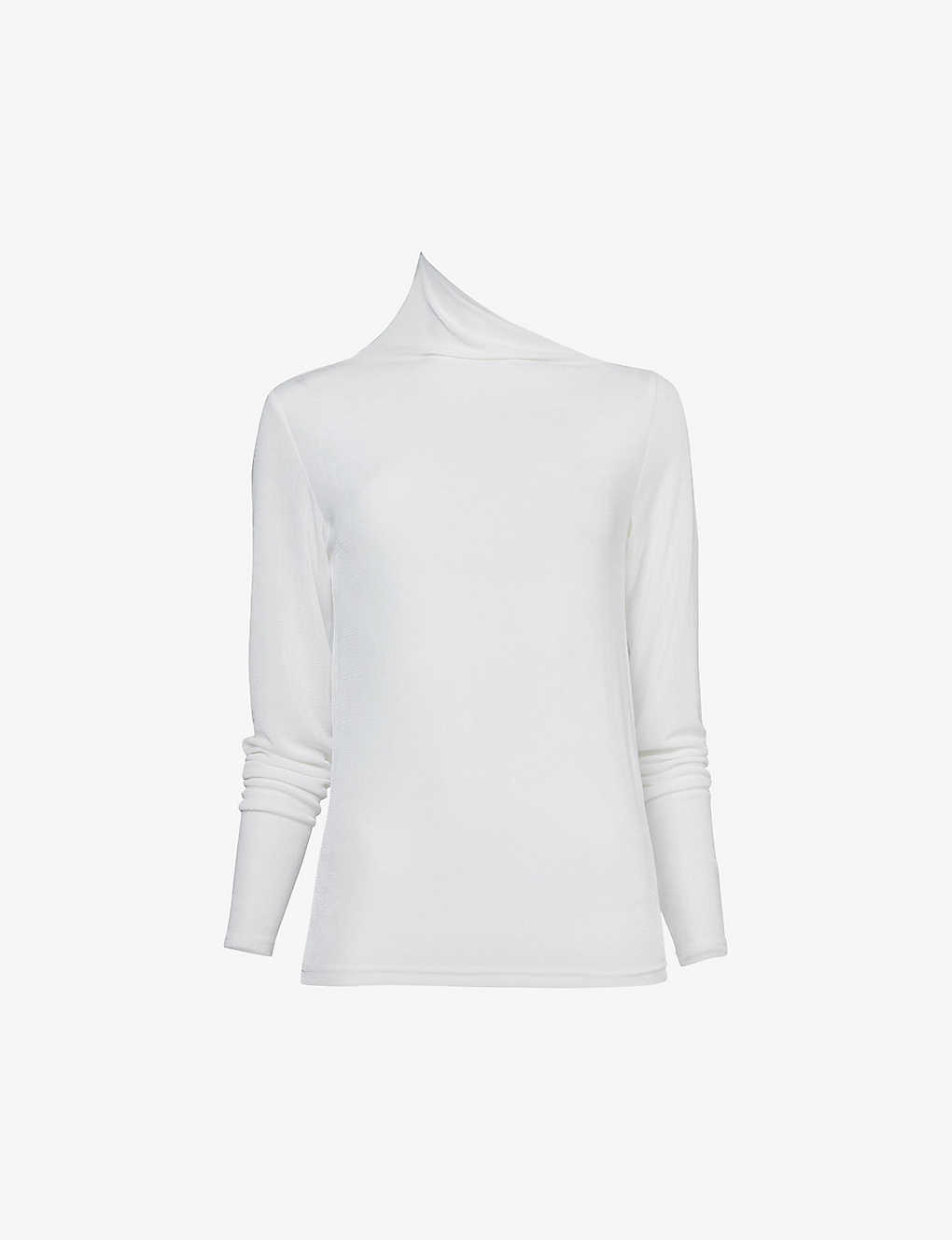 Leem Womens White Asymmetric Stretch-woven Top