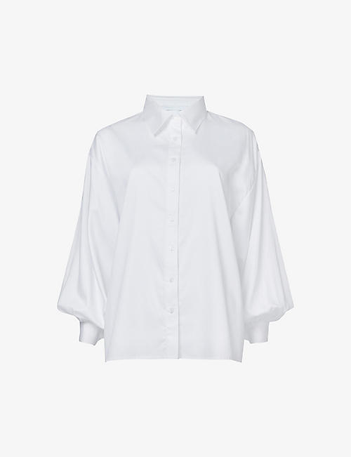 LEEM: Balloon-sleeve oversized-fit woven shirt