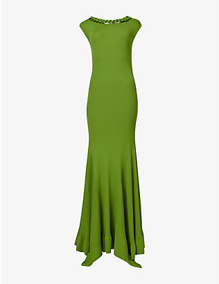 LEEM: Chain-detail relaxed-fit knitted maxi dress