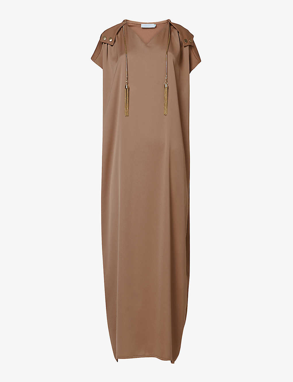 Leem Womens Caramel Hooded V-neck Woven Midi Dress In Brown