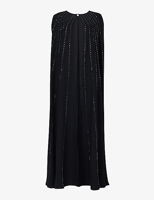 LEEM: Studded cap-sleeved stretch-woven cape