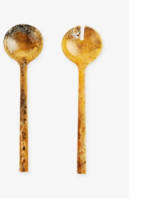 Soho Home Brown Henrietta Marble-effect Resin Salad Servers Set Of Two