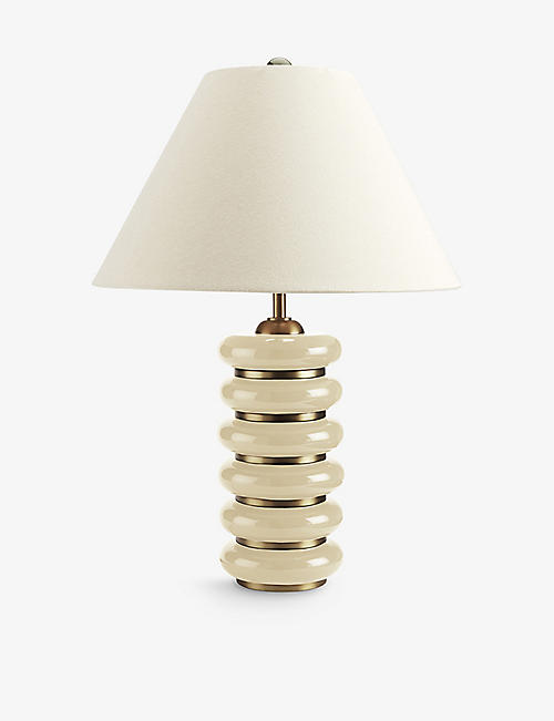 SOHO HOME: Greyson ringed gloss lacquer and linen table lamp