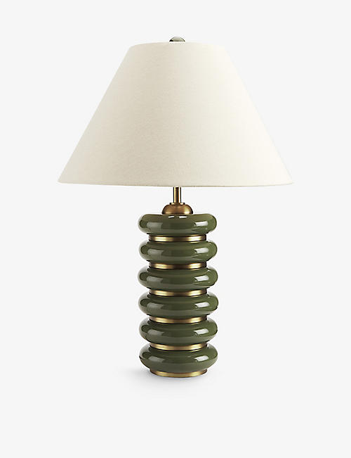 SOHO HOME: Greyson ringed gloss lacquer and linen table lamp