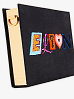 undefined: Elton John x Olympia Le-Tan brand-embroidered cotton-blend clutch bag