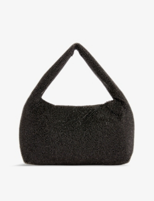 KARA: Armpit mini crystal-embellished woven shoulder bag