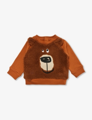 STELLA MCCARTNEY STELLA MCCARTNEY BROWN BEAR FLEECE ORGANIC-COTTON JERSEY SWEATSHIRT 3-36 MONTHS