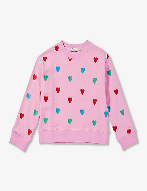 STELLA MCCARTNEY: Heart-print crew-neck organic-cotton sweatshirt 4-12 years