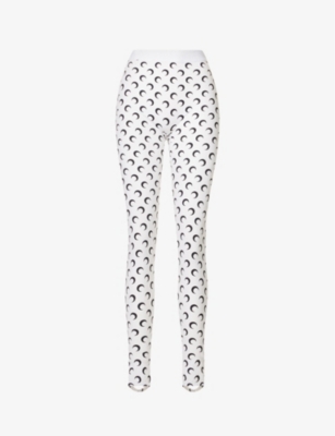 Marine Serre Crescent Moon Lycra Leggings With All-over Logo In White