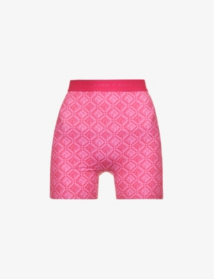 Marine Serre Womens Pink Moon-print Slim-fit Stretch-recycled Polyamide  Shorts | ModeSens