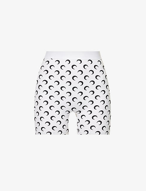 MARINE SERRE: Moon-print slim-fit stretch-recycled polyamide shorts