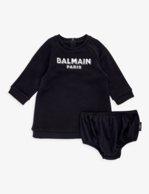 Balmain Kids logo-print babygrow set - White
