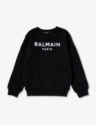 BALMAIN - Brand-print crew-neck cotton-jersey sweatshirt 6-13 years ...