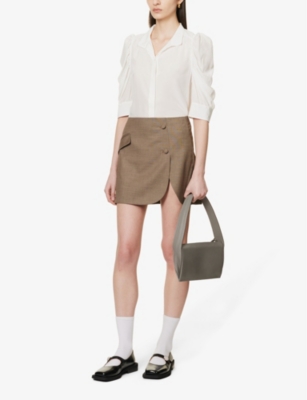 FRAME: Gillian puffed-shoulder silk-crepe top