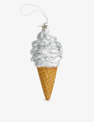 SELFRIDGES EDIT: Ice Cream glitter-embellished Christmas decoration 15cm