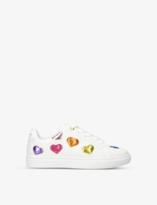 Kurt Geiger Kids' Mini Lane Love Heart-appliqué Leather Low-top Trainers 4-7 Years Mult/othe In Mult/other