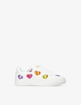 Shop Kurt Geiger London Girls Mult/other Kids Mini Lane Love Heart-appliqué Leather Low-top Trainers 7-10