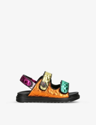 Shop Kurt Geiger London Girls Mult/other Kids Mini Orson Quilted Leather Sandals 6-7 Years