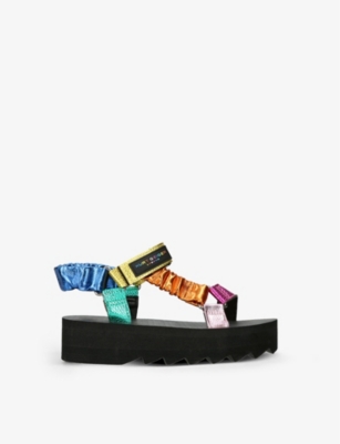Kurt Geiger Kids' Mini Orion Colour-blocked Metallic Faux-leather Sandals 7-10 Years In Mult/other